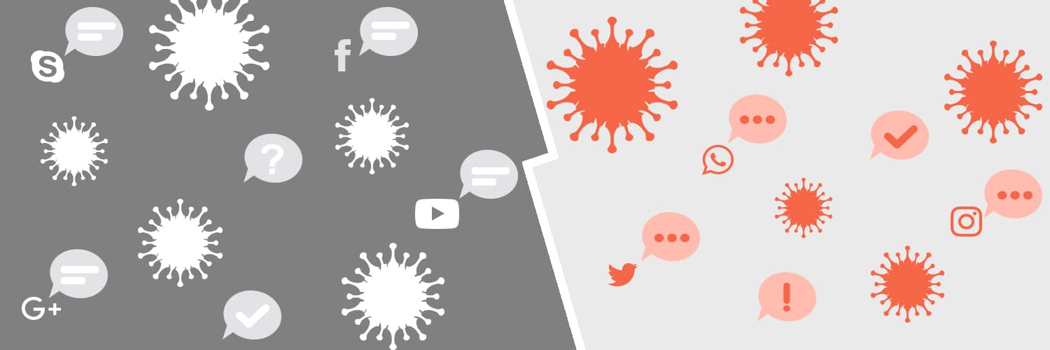 Virus and social media icons